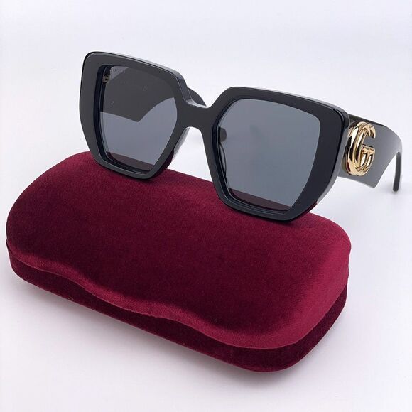 BRAND NEW Gucci GG0956S 003 Oversized Black Grey LOGO Women Sunglasses - Picture 3 of 11